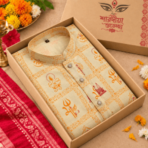 পূজা স্পেশাল স্ক্রিন প্রিন্ট কটন পাঞ্জাবি