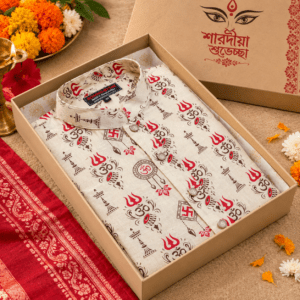 পূজা স্পেশাল স্ক্রিন প্রিন্ট কটন পাঞ্জাবি