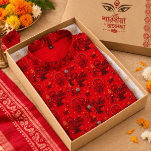 পূজা স্পেশাল স্ক্রিন প্রিন্ট কটন পাঞ্জাবি