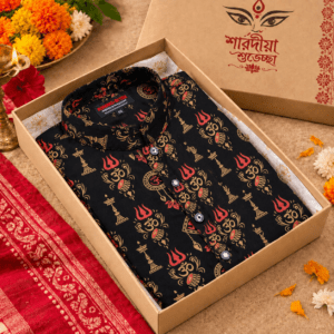 পূজা স্পেশাল স্ক্রিন প্রিন্ট কটন পাঞ্জাবি